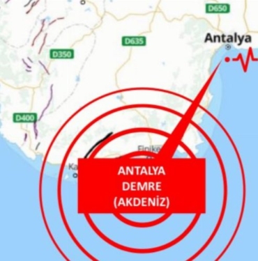 Antalya'da 4,7 büyüklüğünde deprem!