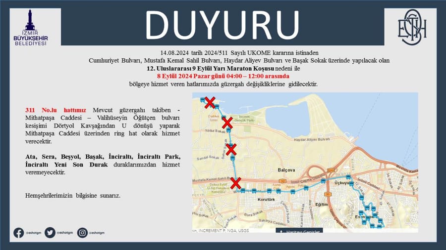 8 Eylül’de İzmir’de Maraton Var! Ulaşımda Hangi Hatlar Etkilenecek? 1