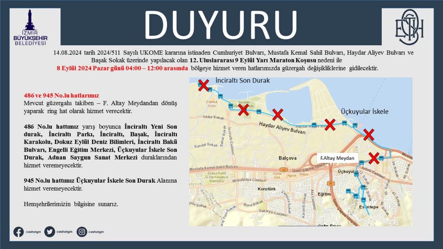 8 Eylül’de İzmir’de Maraton Var! Ulaşımda Hangi Hatlar Etkilenecek? 2