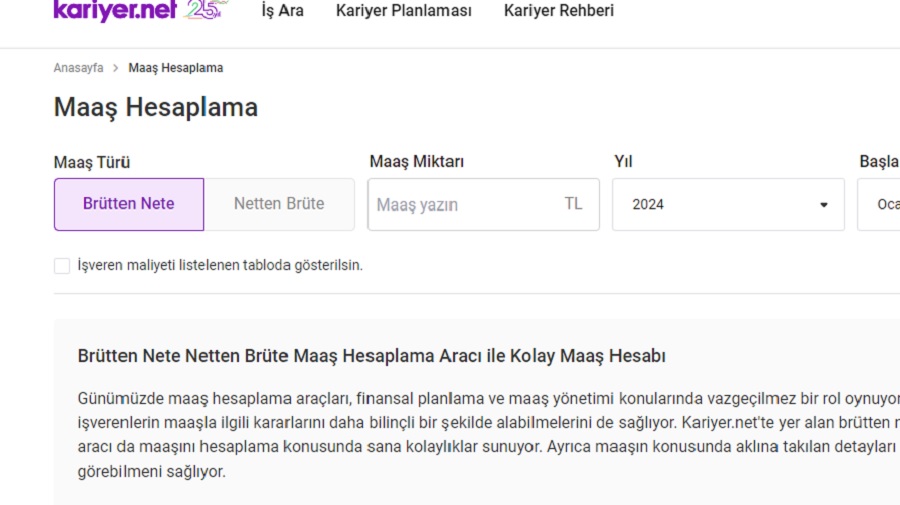 maaş hesaplama