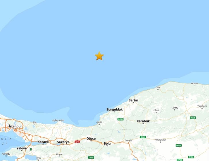 Karadeniz'de 4.8 Büyüklüğünde Deprem 1