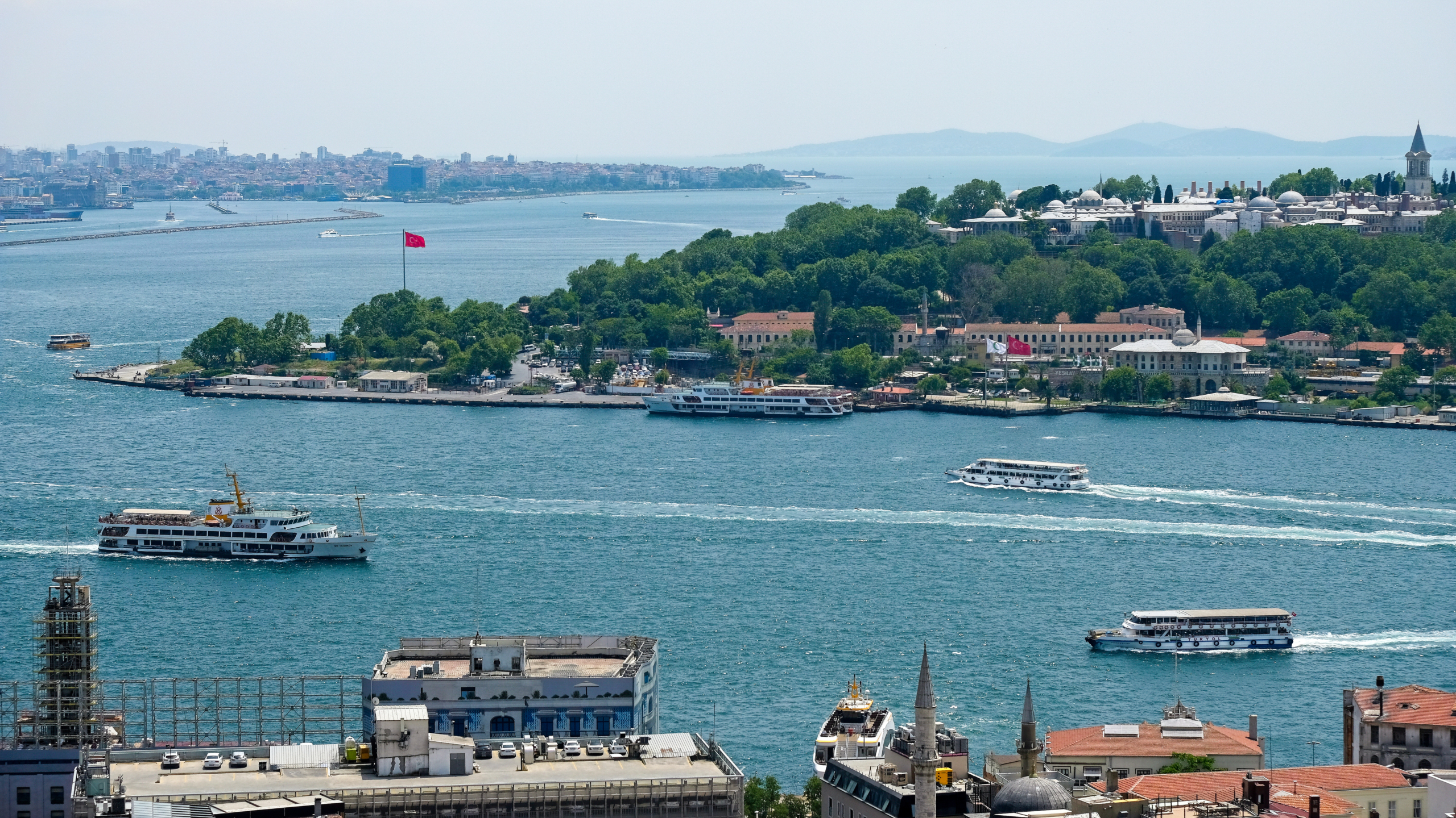 ISTANBUL, TURKEY - MAY 24 : View of buildings along the Bosphorus in Istanbul Turkey on May 24, 2018