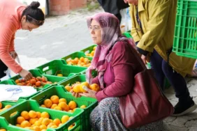 Belediye Meydanında Mandalina Dağıtımı (1)