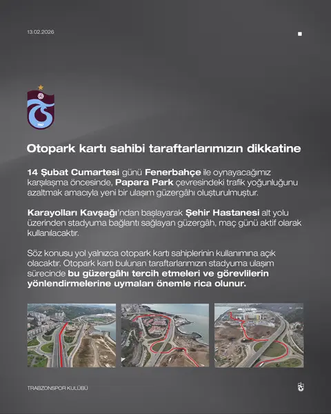 Trabzonspor'dan Fenerbahçe Maçı Öncesi Taraftarlara Uyarı 1 Trabzonspor'dan Fenerbahçe Maçı Öncesi Taraftarlara Uyarı 1
