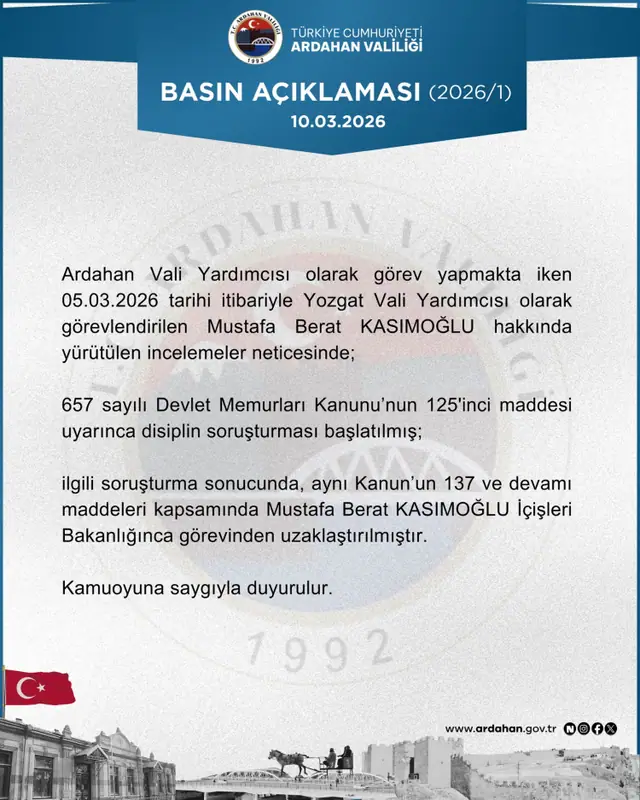 Vali Yardımcısı Mustafa Berat Kasımoğlu Görevden Uzaklaştırıldı 1