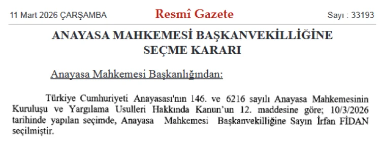 Anayasa Mahkemesi Başkanvekilliği'ne İrfan Fidan Seçildi 1 Anayasa Mahkemesi Başkanvekilliği'ne İrfan Fidan Seçildi 1