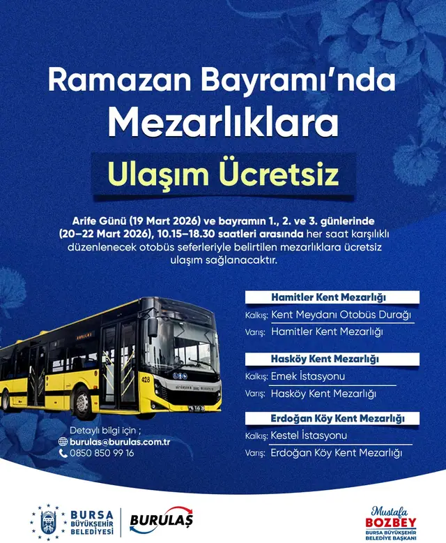 Bursa'da Bayramda Toplu Taşıma Ücretsiz 1 Bursa'da Bayramda Toplu Taşıma Ücretsiz 1