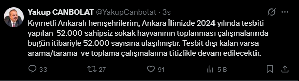 Ankara Valisi Canbolat: "Tespit Edilen 52 Bin Sokak Hayvanı Toplandı" 1