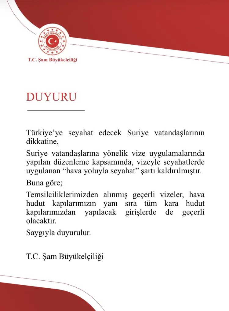 Suriye Vatandaşlarına Vize Düzenlemesi: Kara Hudut Kapılarında da Geçerli Olacak 1 Suriye Vatandaşlarına Vize Düzenlemesi: Kara Hudut Kapılarında da Geçerli Olacak 1