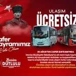 Manisa’da 30 Ağustos’ta Toplu Ulaşım Ücretsiz Olacak